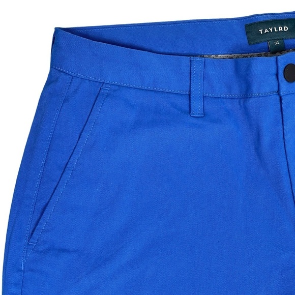 Taylrd Chino Shorts Mens 33 x 9" Blue Slim Fit Flat Front Stretch - Picture 2 of 7